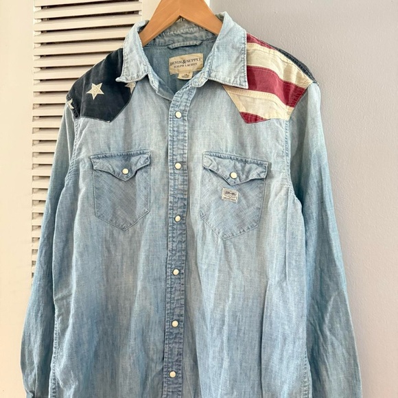 Ralph Lauren Denim & Supply American Flag Western Pearl Snap Long Sleeve Shirt - Picture 5 of 8